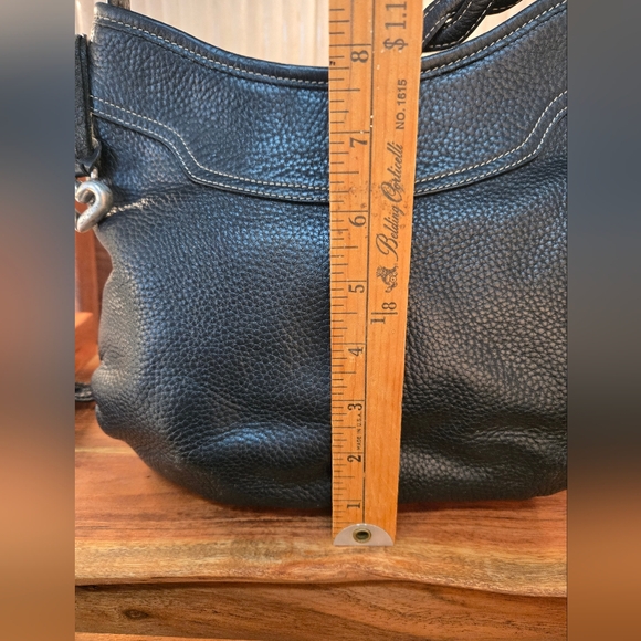 1993 BRIGHTON  Black PEBBLED LEATHER Shoulder Bag with Heart Charm - Picture 7 of 16